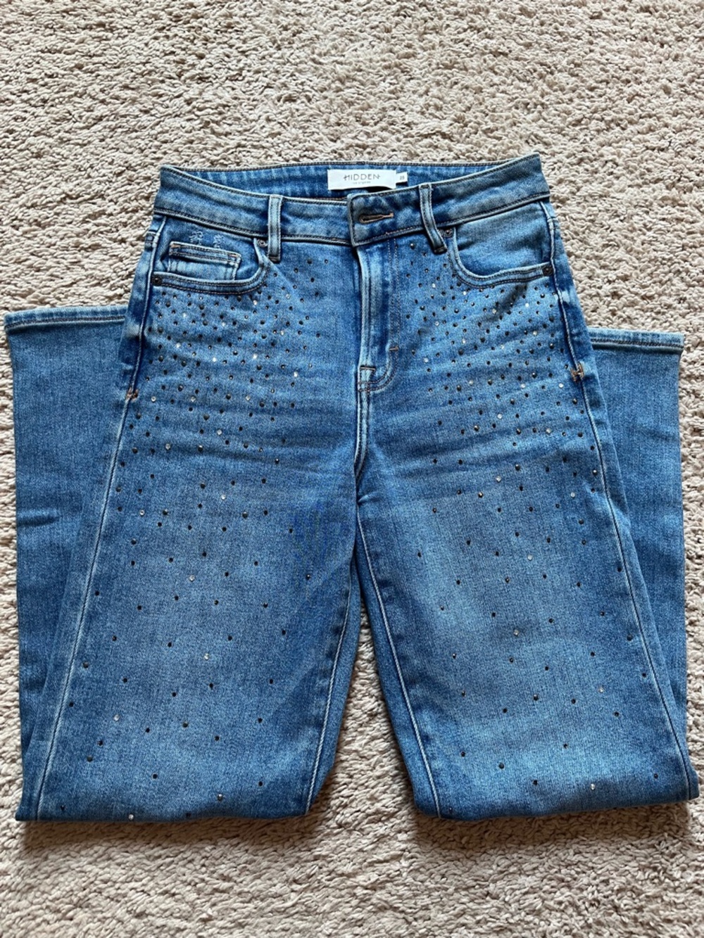 Hidden Studded Straight Leg Jeans